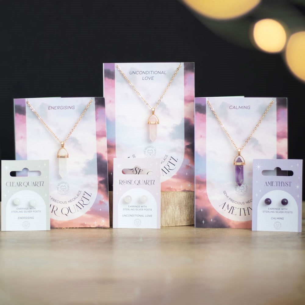 Amethyst Crystal Necklace With Greeting Card