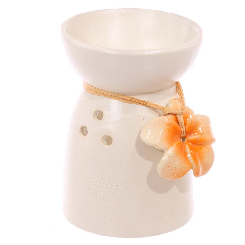 Eden Speckled Cream Ceramic Oil & Wax Melt Burner with Flower