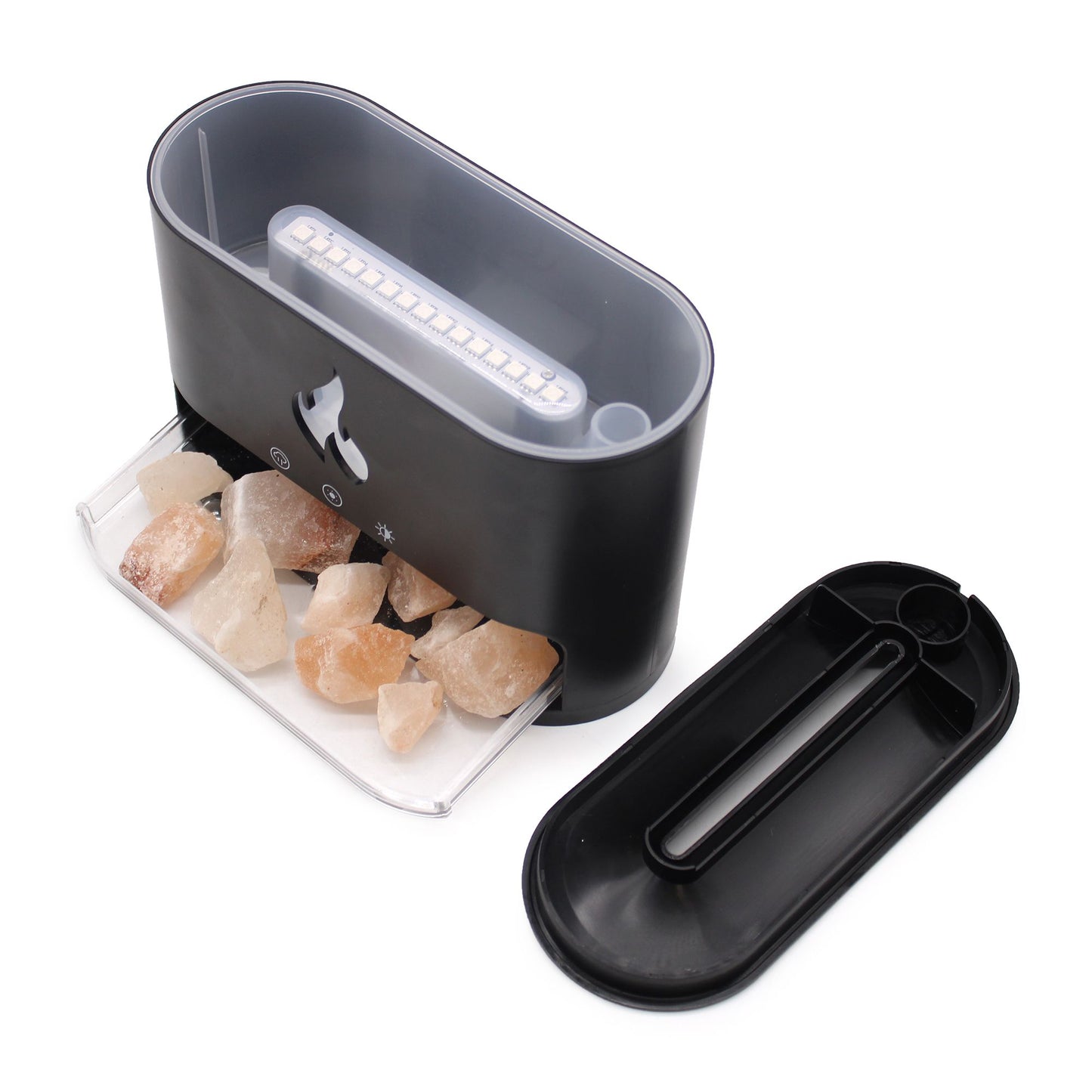 Black Blaze Aroma Diffuser - Himalayan Salt Chamber - USB-C - Flame Effect (Salt included)