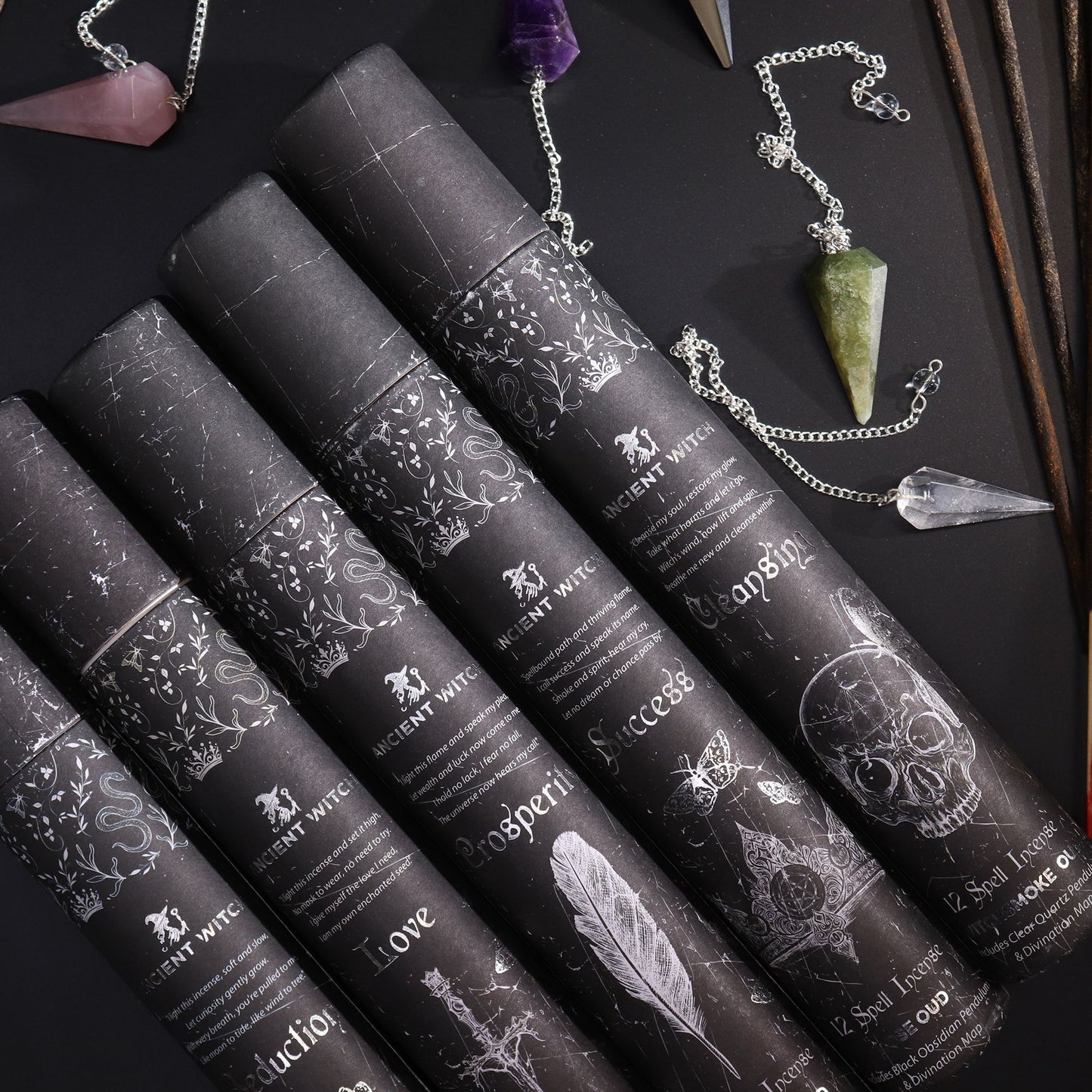 Ancient Witch Spell Incense - Success - Black Obsidian Pendulum
