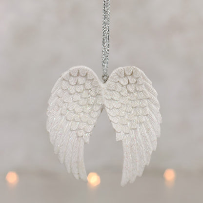 Double Glitter Angel Wing Hanging Decoration