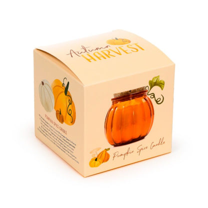 Autumn Harvest Pumpkin Spice Shaped Soy Wax Glass Candle Jar
