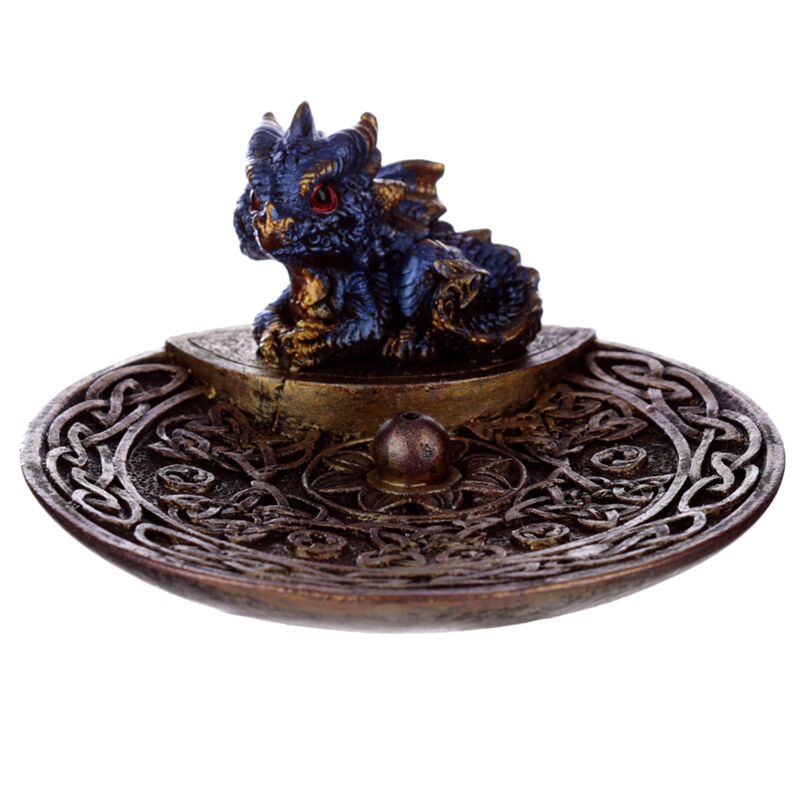 Elements Baby Dragon Celtic Ashcatcher Incense Stick Burner Dish