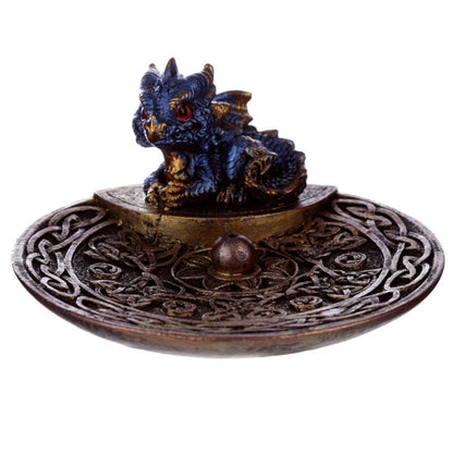Elements Baby Dragon Celtic Ashcatcher Incense Stick Burner Dish