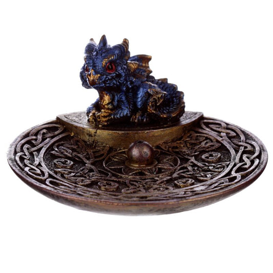 Elements Baby Dragon Celtic Ashcatcher Incense Stick Burner Dish
