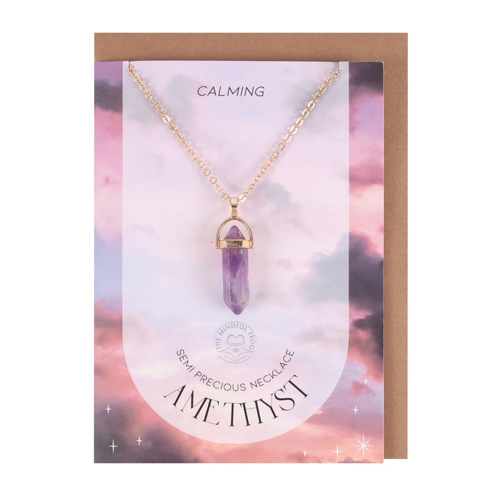 Amethyst Crystal Necklace With Greeting Card