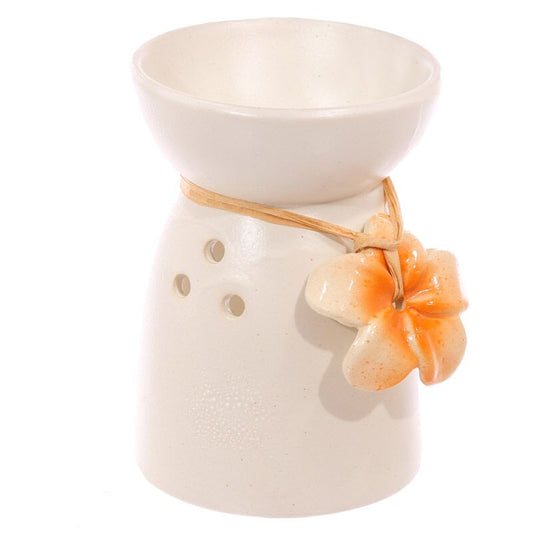 Eden Speckled Cream Ceramic Oil & Wax Melt Burner with Flower