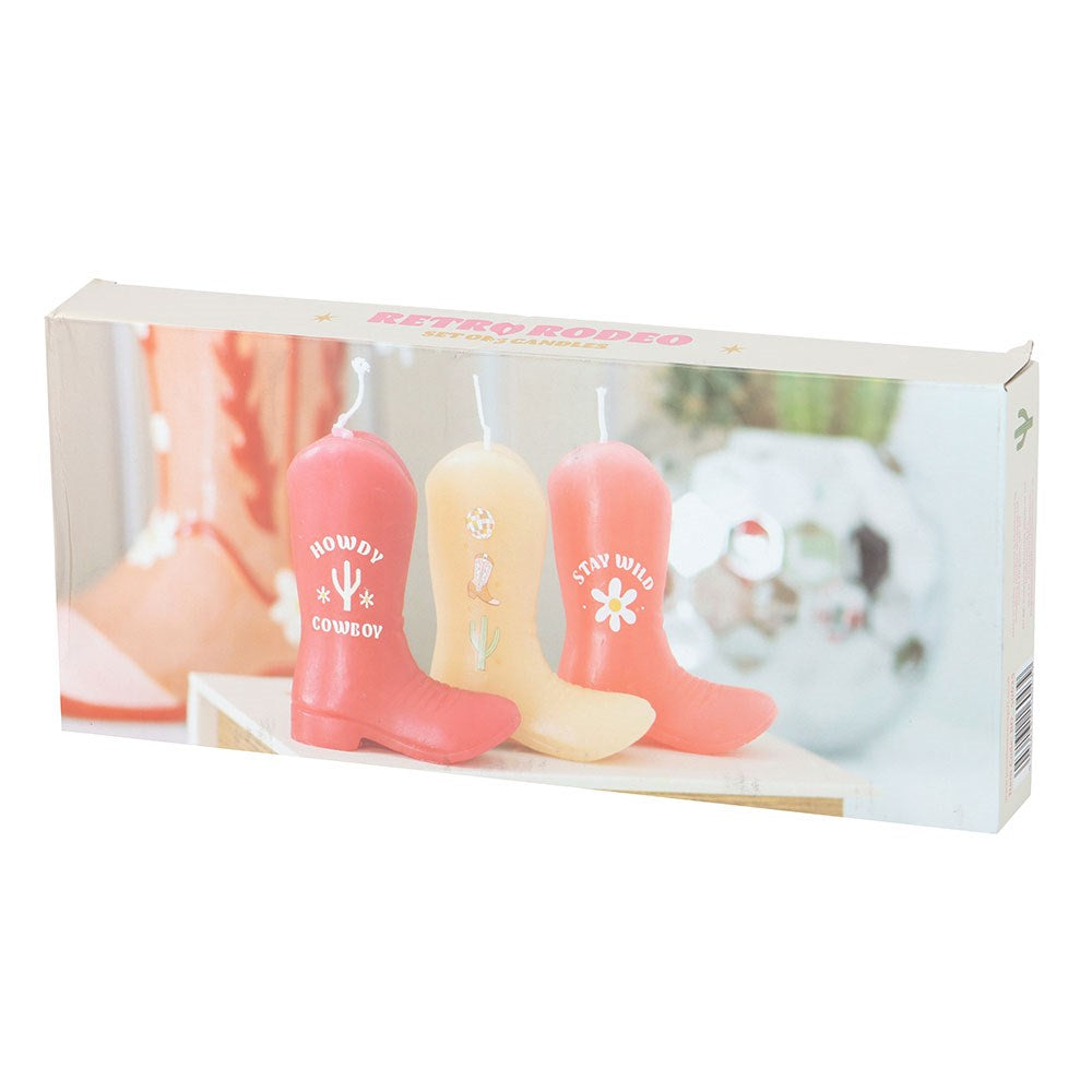 Set of 3 Cowboy Boot Candles