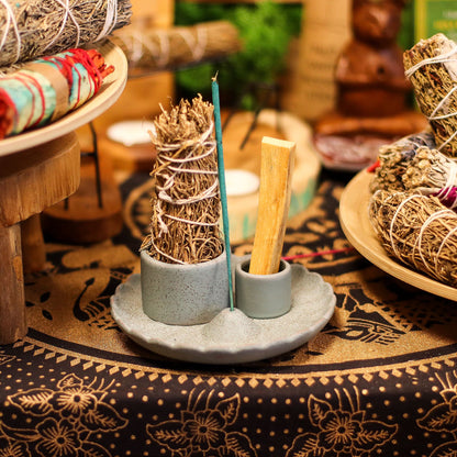 Palo Santo Stick & Smudge Holder - Lotus Flower - Blue