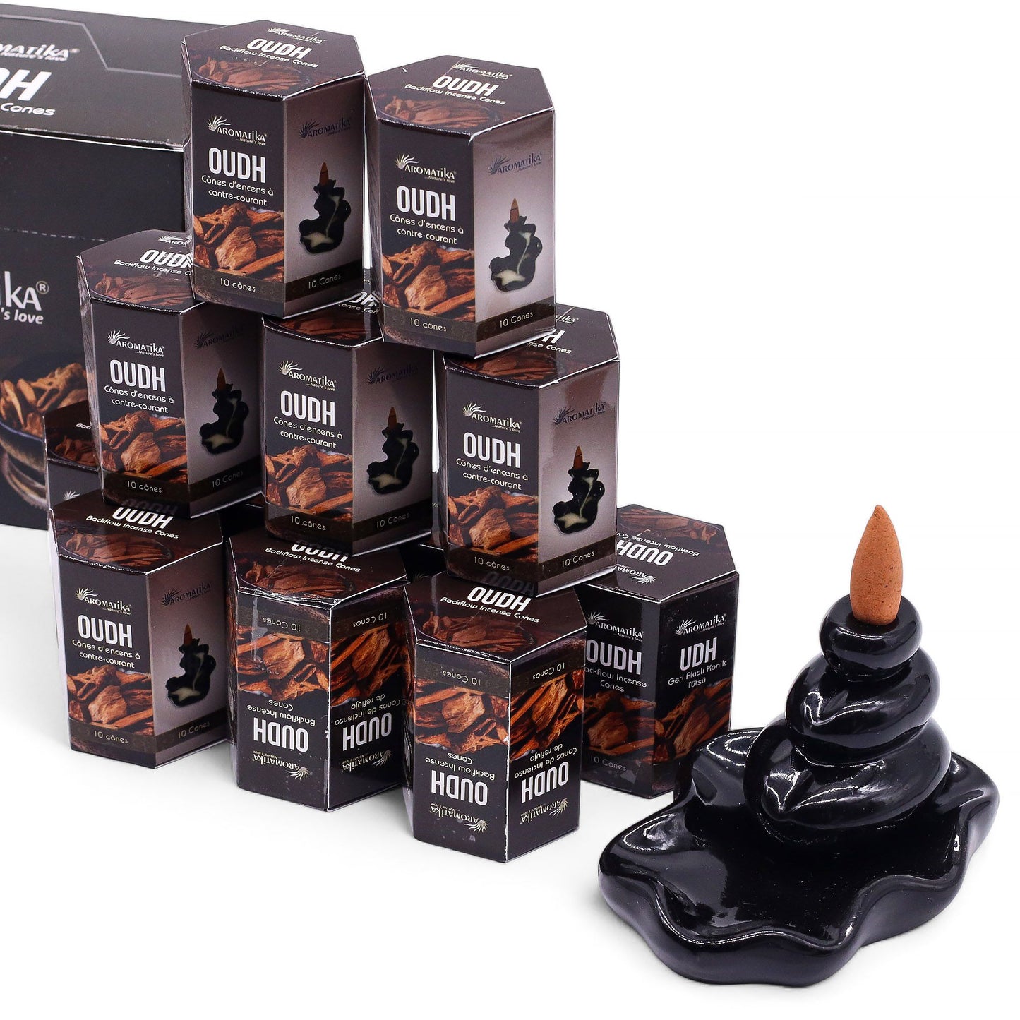 Pack of 10 Masala Backflow Incense - Oudh