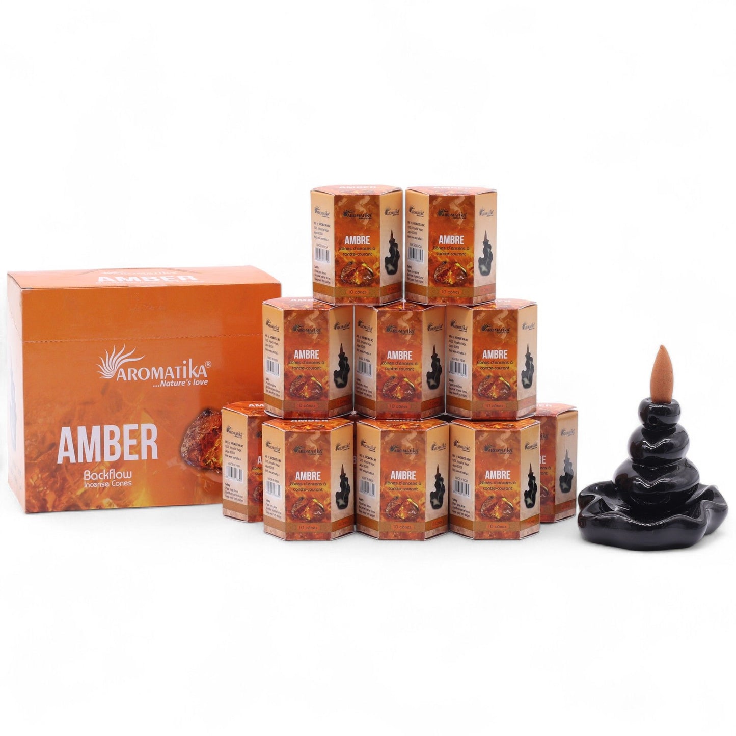 Pack of 10 Masala Backflow Incense - Amber