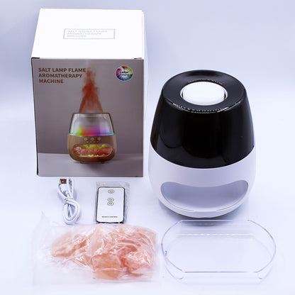 Salt Stone Flame Effect Aroma Diffuser  - White USB - Colour Change and Timer