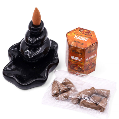 Pack of 10 Masala Backflow Incense - Amber