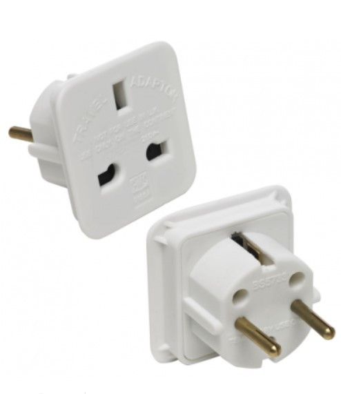 UK to Europe Travel Adaptor - White (10 Amp)