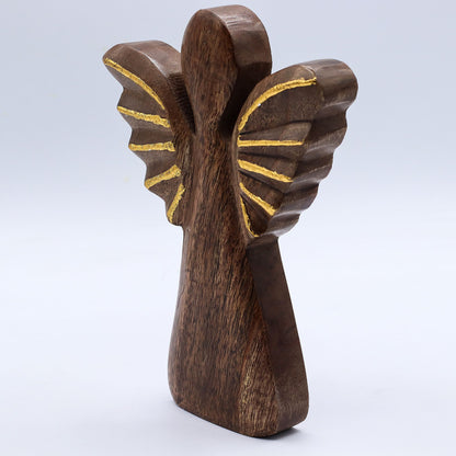 Large Mango Wood Angel - Gold Decor
